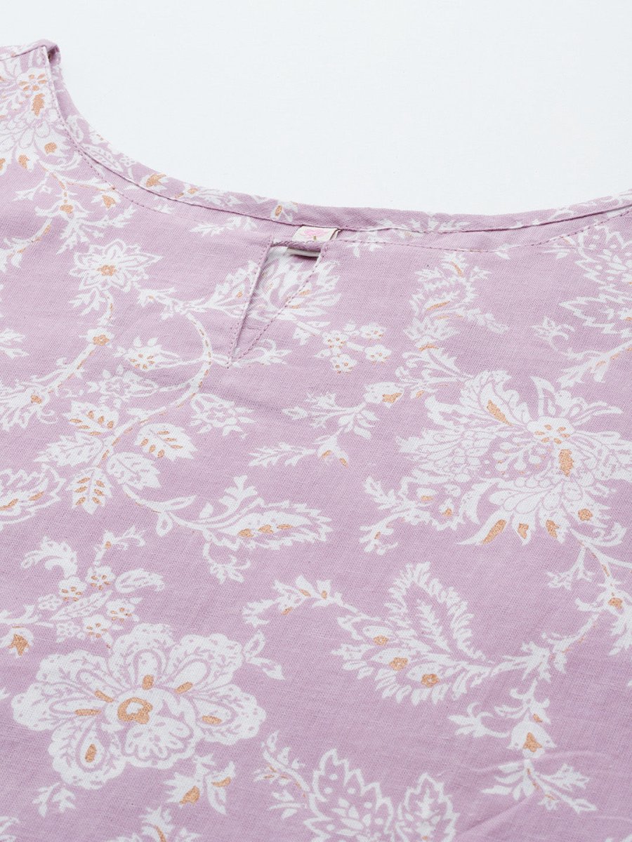 Ahalyaa Floral Printed Pure Cotton Kurta