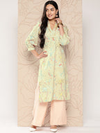 Ahalyaa Women Floral Printed Gotta Patti Crepe Kurta
