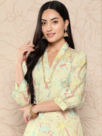 Ahalyaa Women Floral Printed Gotta Patti Crepe Kurta