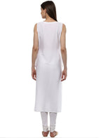 Ahalyaa White & Pink Floral Scarf Cape Attached Straight Kurta