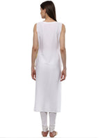 Ahalyaa White & Yellow Floral Scarf Cape Attached Straight Kurta