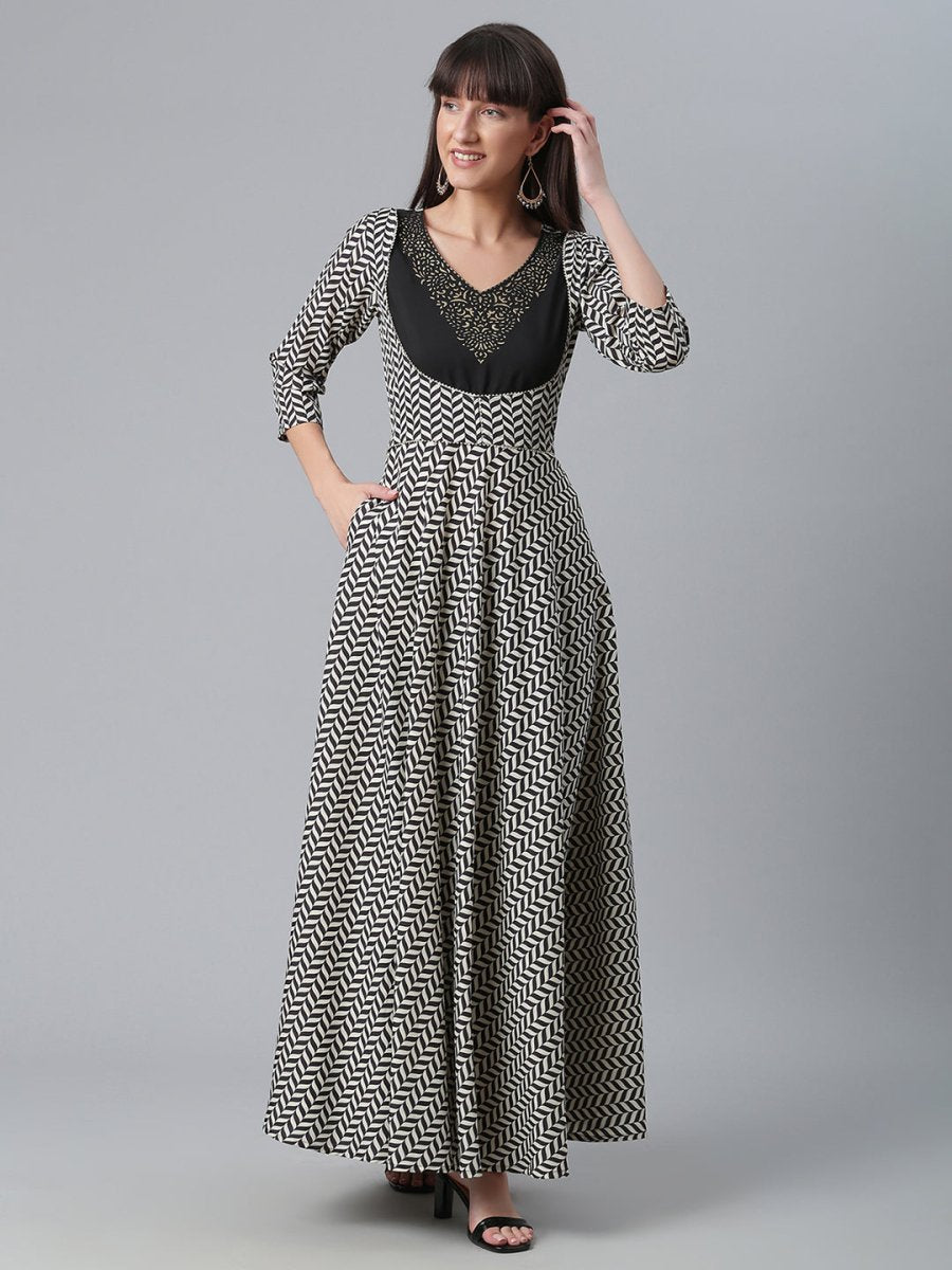Ahalyaa Crepe Black Digital Printed Kurti