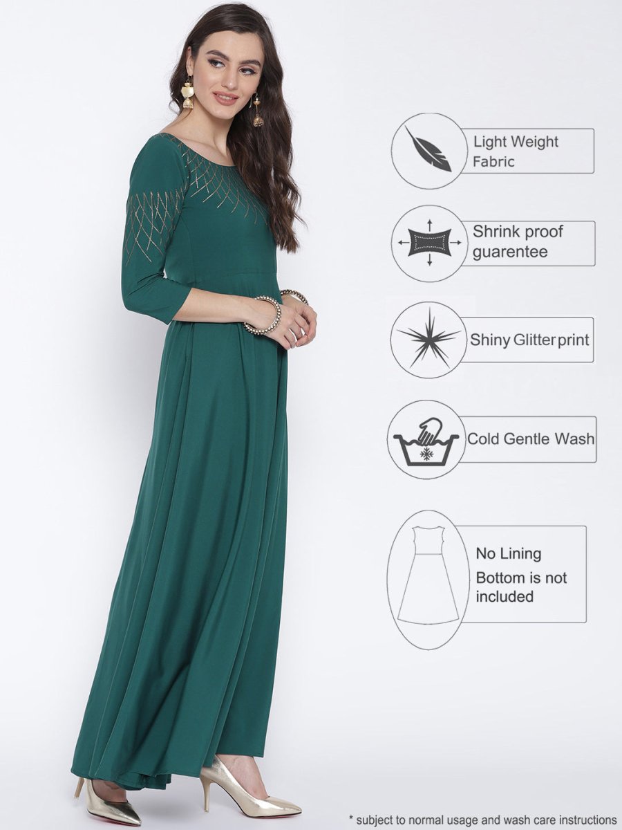 Ahalyaa Women Green Solid Beautiful Maxi Dress