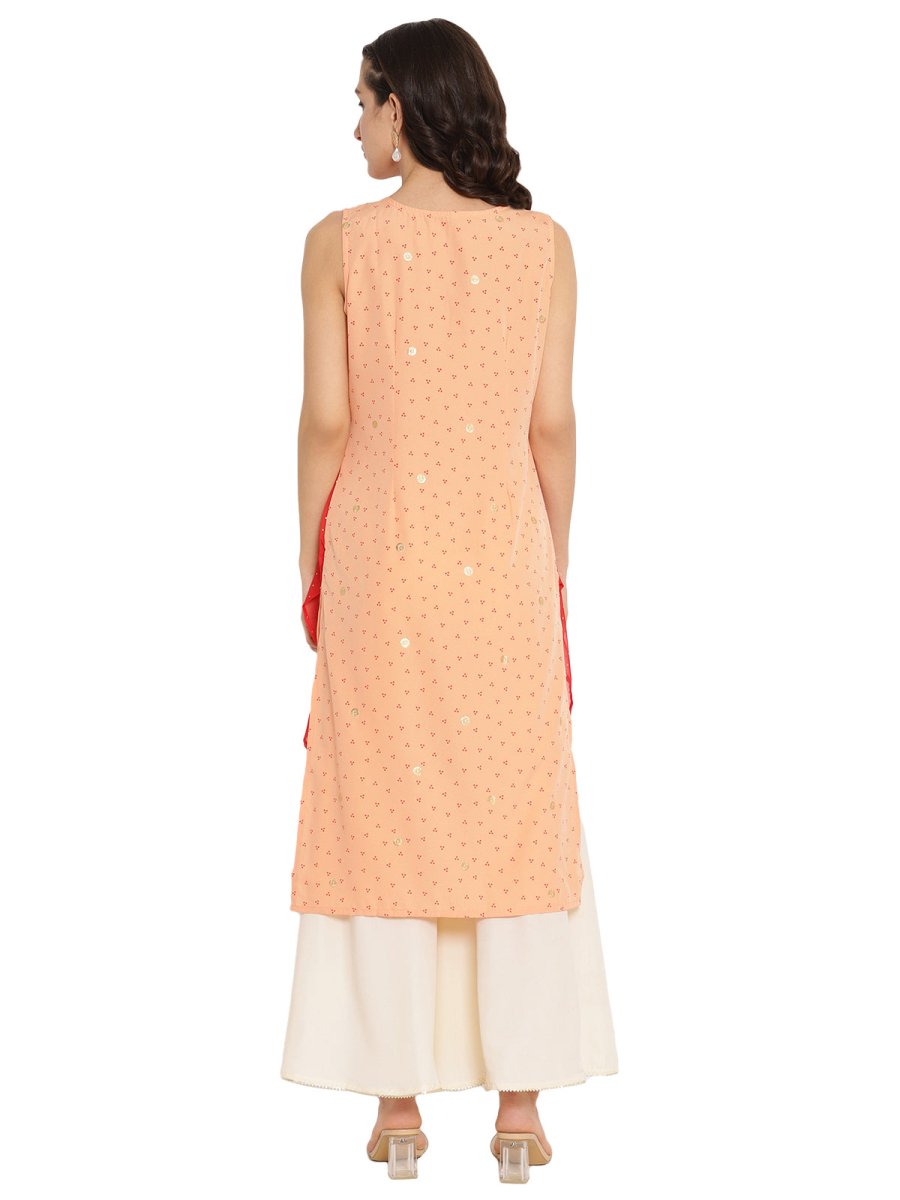 Ahalyaa Printed Kurta With Attached Shrug