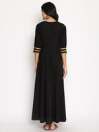 Ahalyaa Womens Black Colored Digital Print Plain Zari Kurta Set - Distacart