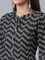 Ahalyaa Crepe Black Printed Kurta