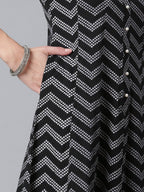 Ahalyaa Crepe Black Printed Kurta