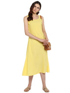 Ahalyaa Women Yellow Solid A-Line Dress