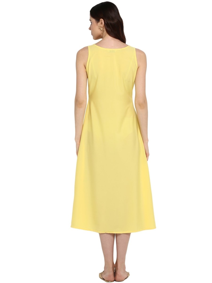 Ahalyaa Women Yellow Solid A-Line Dress