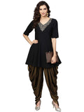 Ahalyaa Black A-line Crepe Kurta Set