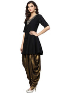 Ahalyaa Black A-line Crepe Kurta Set