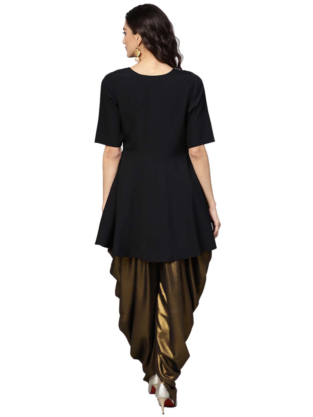 Ahalyaa Black A-line Crepe Kurta Set