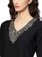 Ahalyaa Black A-line Crepe Kurta Set