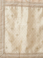 Ahalyaa Women Cream-Coloured & Golden Printed Anarkali Kurta with Dupatta