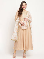 Ahalyaa Beige & Off-White Beautiful Anarkali Kurta with Dupatta - Distacart