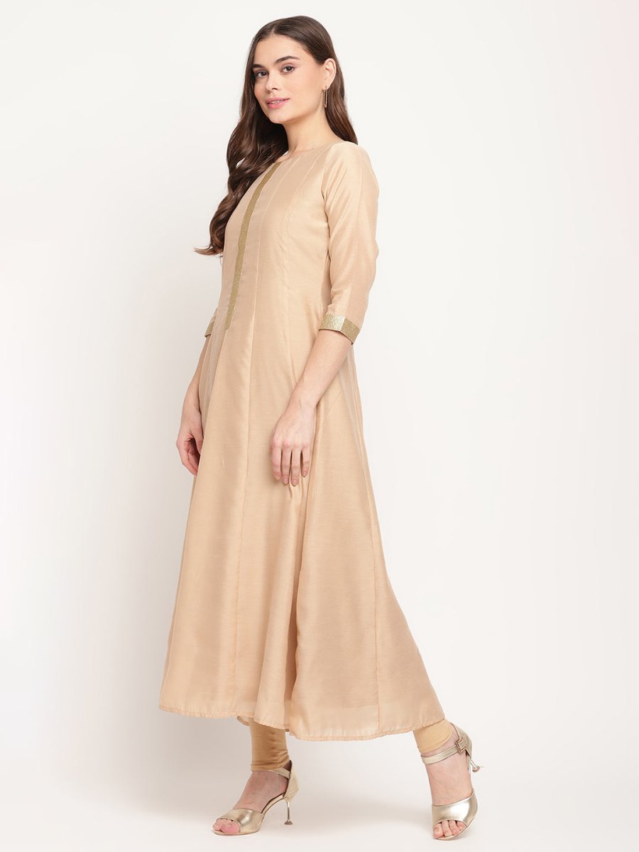 Ahalyaa Beige & Off-White Anarkali Kurta with Dupatta
