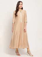 Ahalyaa Beige & Off-White Anarkali Kurta with Dupatta