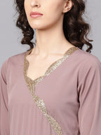 Ahalyaa Women's Mauve A-Line Kurta Set
