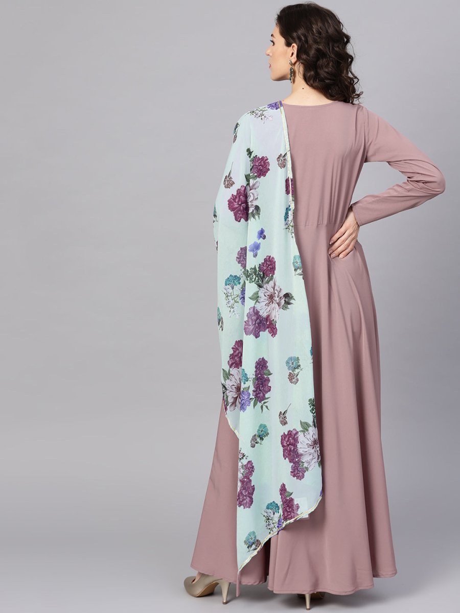 Ahalyaa Women's Mauve A-Line Kurta Set