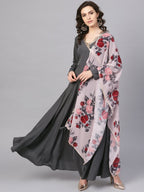 Ahalyaa Women's Black A-Line Kurta Set