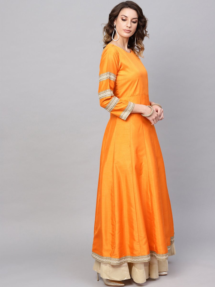 Ahalyaa Solid Pleated Kurta with Dupatta