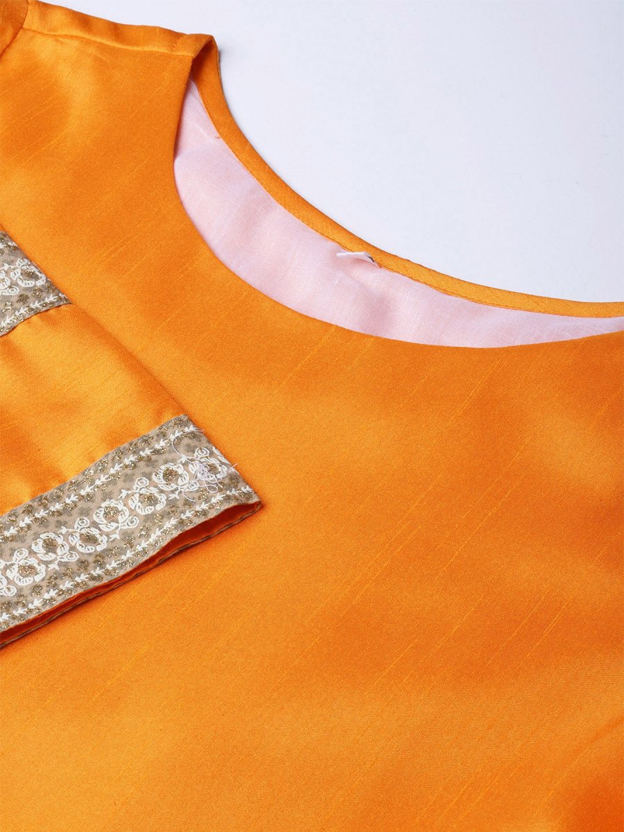Ahalyaa Solid Pleated Kurta with Dupatta