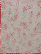 Ahalyaa Women Grey & Pink Printed Straight Kurta with Dupatta