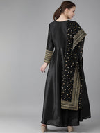 Ahalyaa Women Solid Kurta with Dupatta Set
