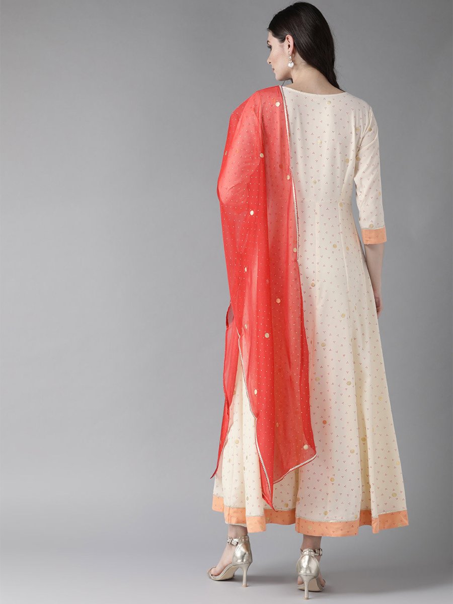 Ahalyaa Cream Kurta with Dupatta Set