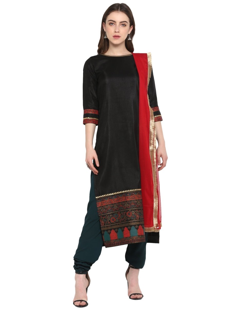 Ahalyaa Women Black & Red Kurta Set