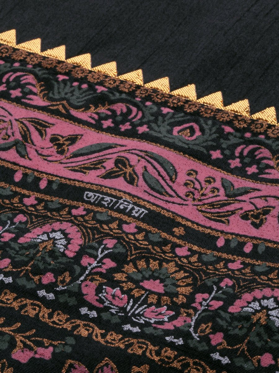 Ahalyaa Women Black & Beige Printed Kurta With Churidar & Dupatta