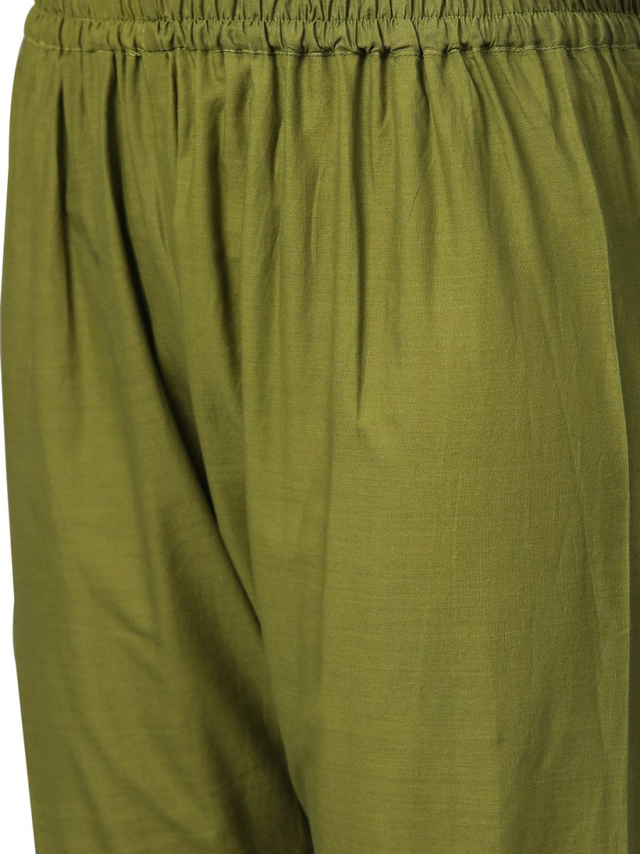 Ahalyaa Shimmer Green Cotton Kurta Gharara With Peach Dupatta