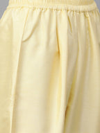 Ahalyaa Women Yellow & Pink Solid Kurta with Trousers & Floral Dupatta