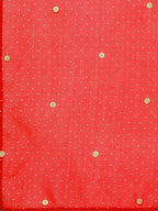 Ahalyaa Women Peach-Coloured & Red Screen Bandhani Printed Kurta with Trousers & Dupatta