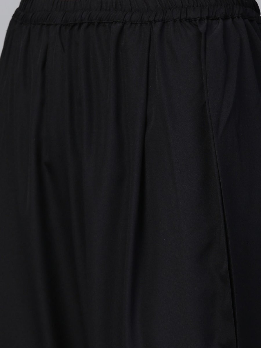 Ahalyaa Black & Golden Screen Printed Kurta with Trousers & Chevron Dupatta