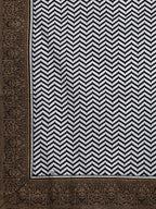 Ahalyaa Black & Golden Screen Printed Kurta with Trousers & Chevron Dupatta
