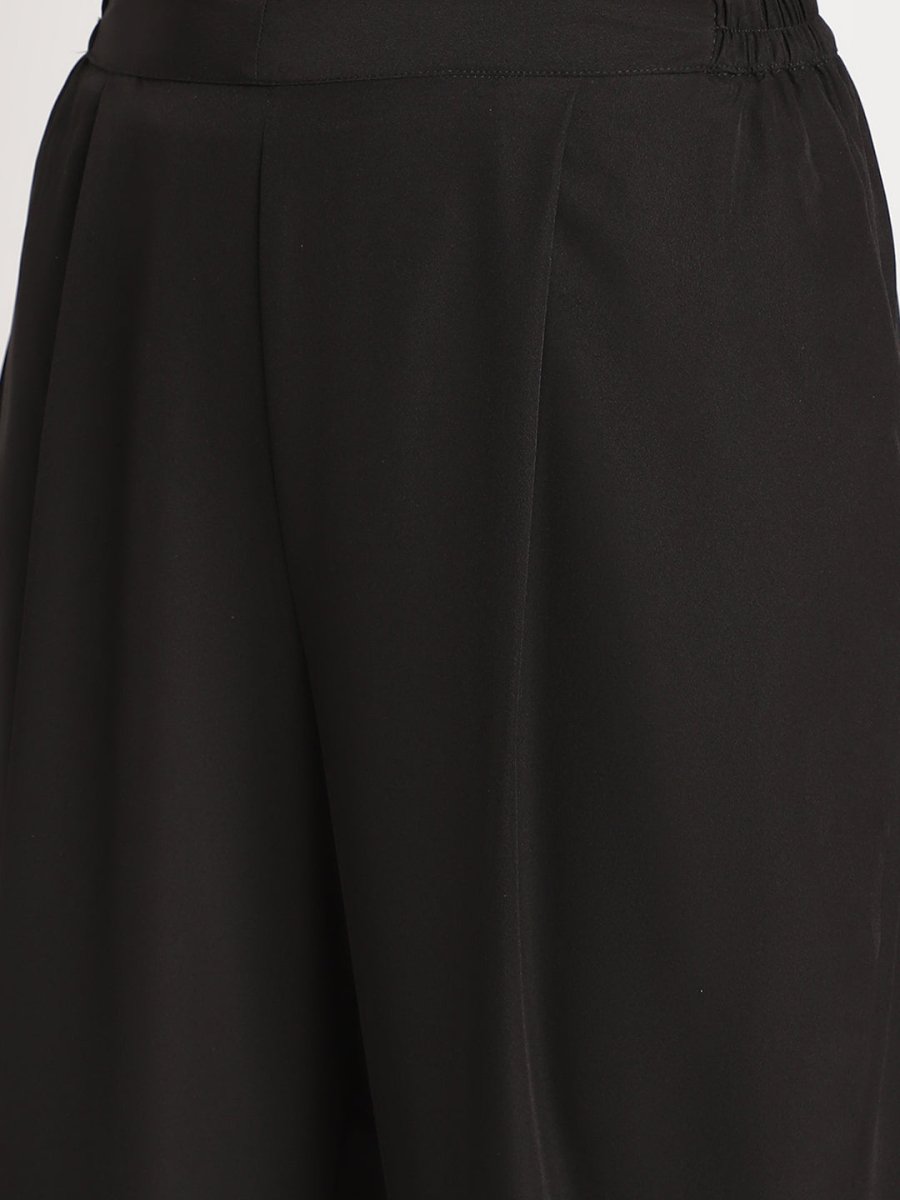 Ahalyaa Women Black Printed Angrakha Kurta With Trousers & Dupatta