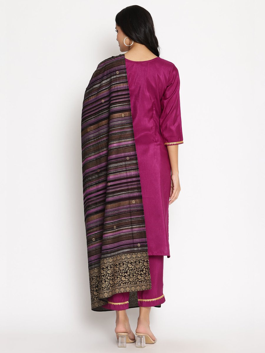 Ahalyaa Poly Silk Kurta Pant With Dupatta Set