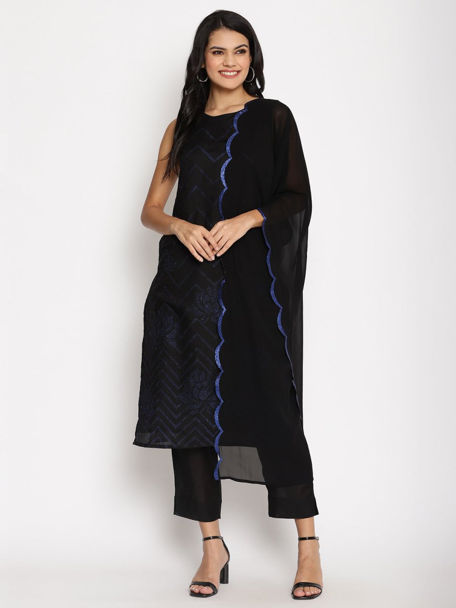 Ahalyaa Chanderi Kurta Pant With Dupatta Set