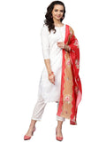 Ahalyaa White Straight Cotton Kurta Set
