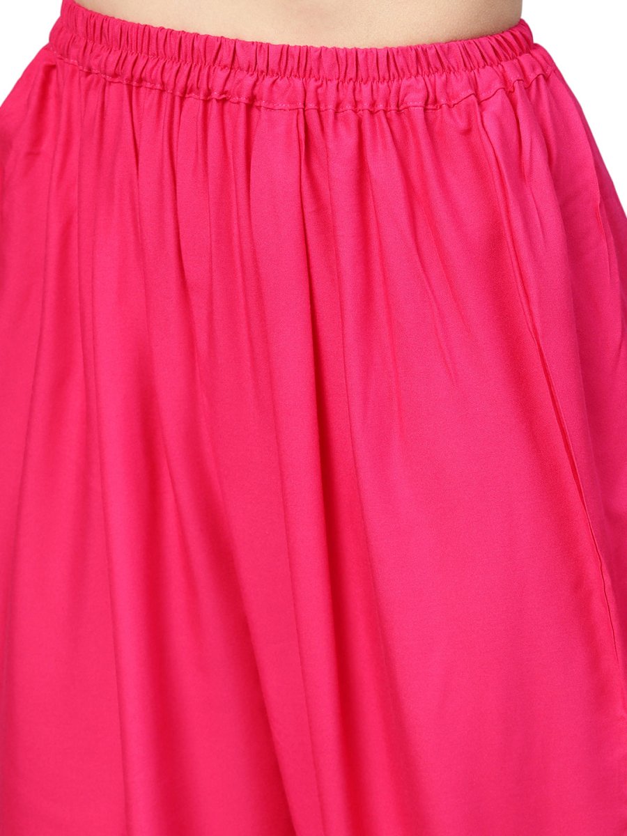 Ahalyaa Fuchsia Viscose Rayon Straight Kurta Set