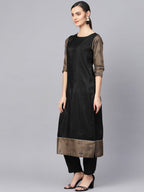 Ahalyaa Black Solid Kurta with Trousers & Dupatta