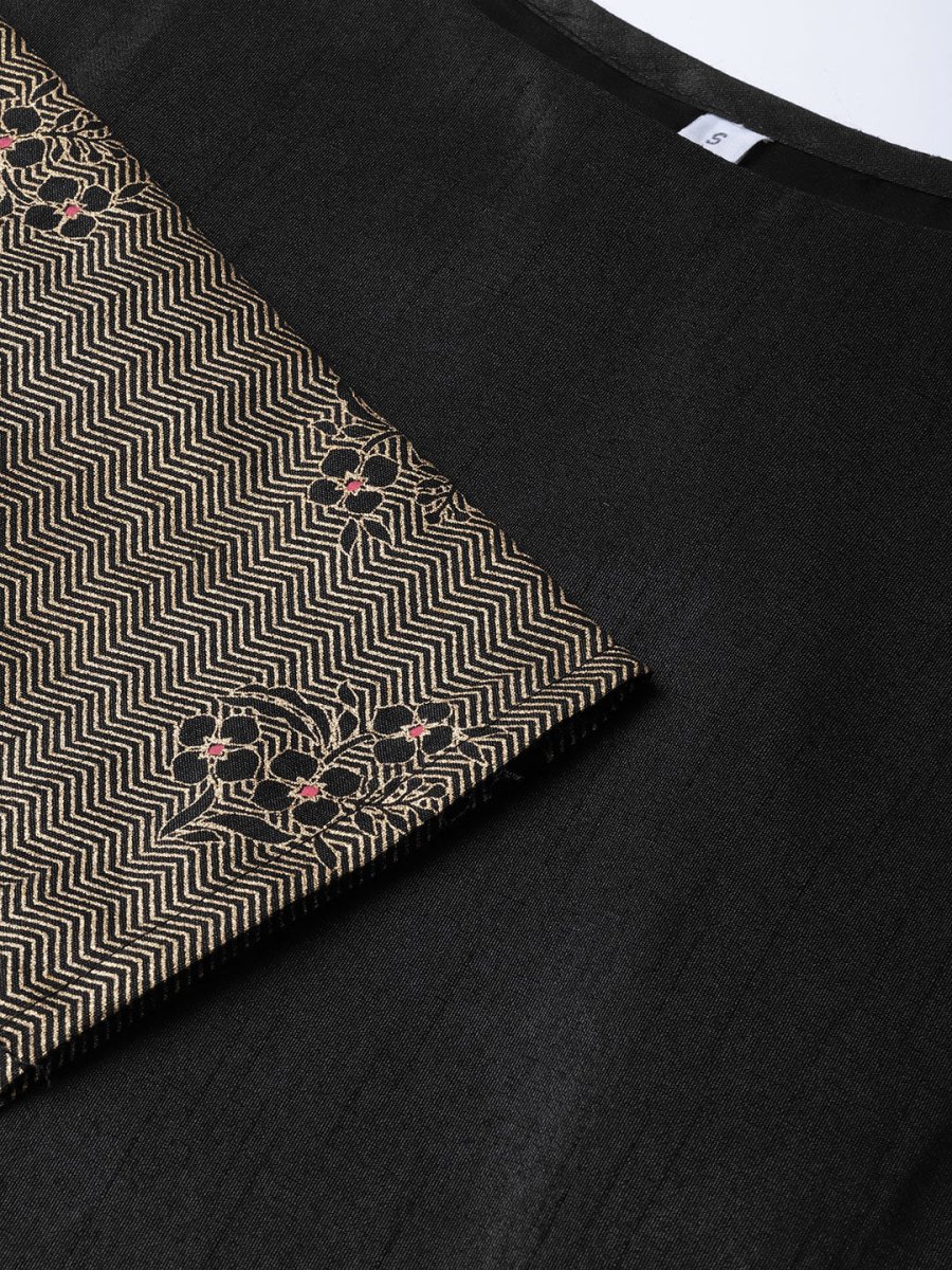 Ahalyaa Black Solid Kurta with Trousers & Dupatta