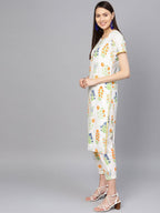 Ahalyaa Women Off white Printed Kurta Set
