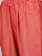 Ahalyaa Women Red & Golden Printed Kurta with Trousers & Dupatta