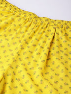 Ahalyaa Women Yellow & Pink Printed Kurta with Palazzos & Dupatta