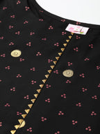 Ahalyaa Women Black & Pink Bandhani Khari Printed Kurta with Trousers & Dupatta
