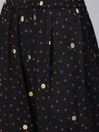 Ahalyaa Women Black & Pink Bandhani Khari Printed Kurta with Trousers & Dupatta