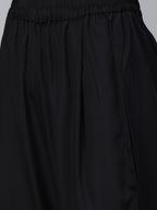 Ahalyaa Women Black & White Polka Dots Chevron Khari Printed Kurta with Trousers & Dupatta