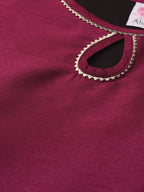 Ahalyaa Women Magenta & Grey Solid Anarkali Kurta with Palazzos & Floral Dupatta